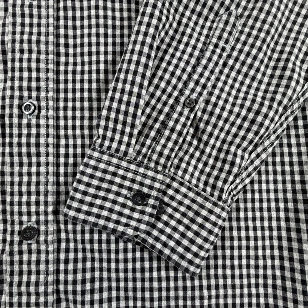 The North Face Mens XXL Gingham Check Long Sleeve Button Down Shirt Black White